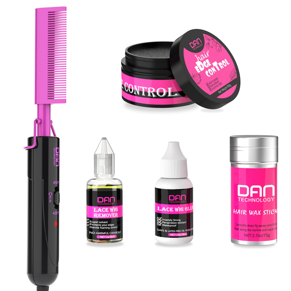 DAN Technology remover in use gently releasing adhesive for safe wig removal