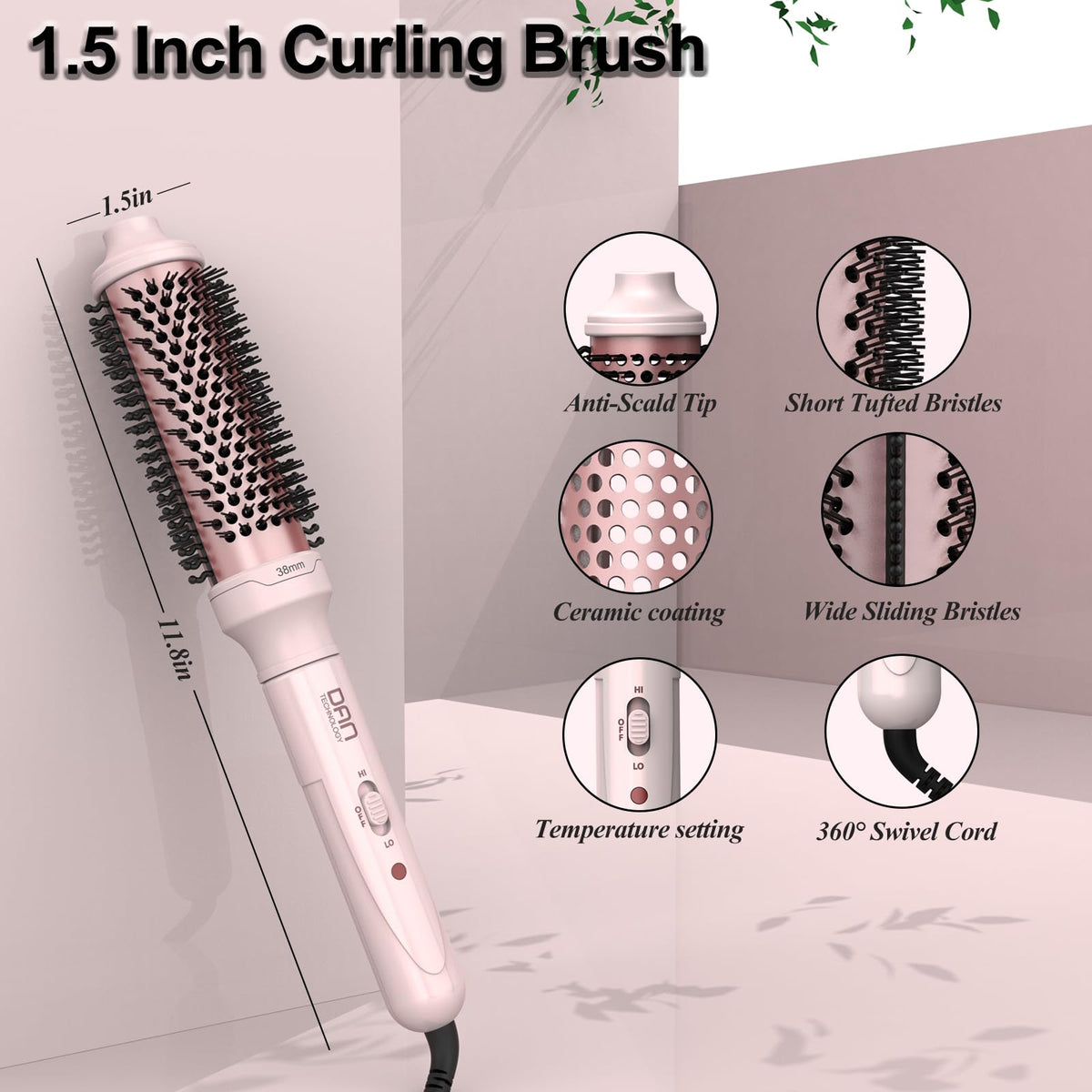 DAN Technology size comparison showing compact brush ideal for travel and storage