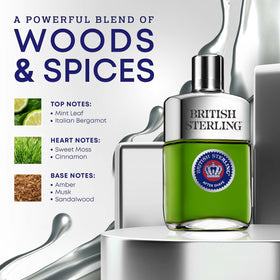 Dana British Sterling being applied to hand suggesting post-shave refresh and cooling