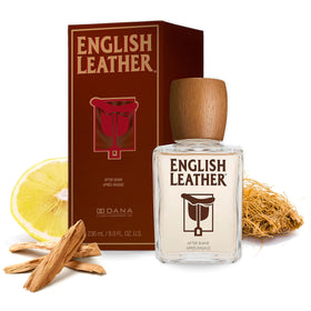 Dana English Leather front bottle showing classic design and appealing presentation