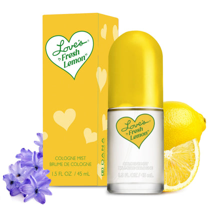 Dana Love's Fresh Lemon front packaging showing compact 1.5 oz bottle and bright label for freshness