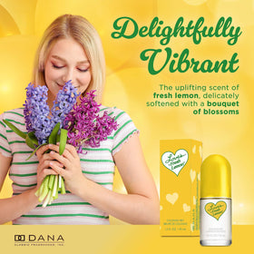 Dana Love's Fresh Lemon being sprayed outdoors illustrating instant uplifting citrus refresh