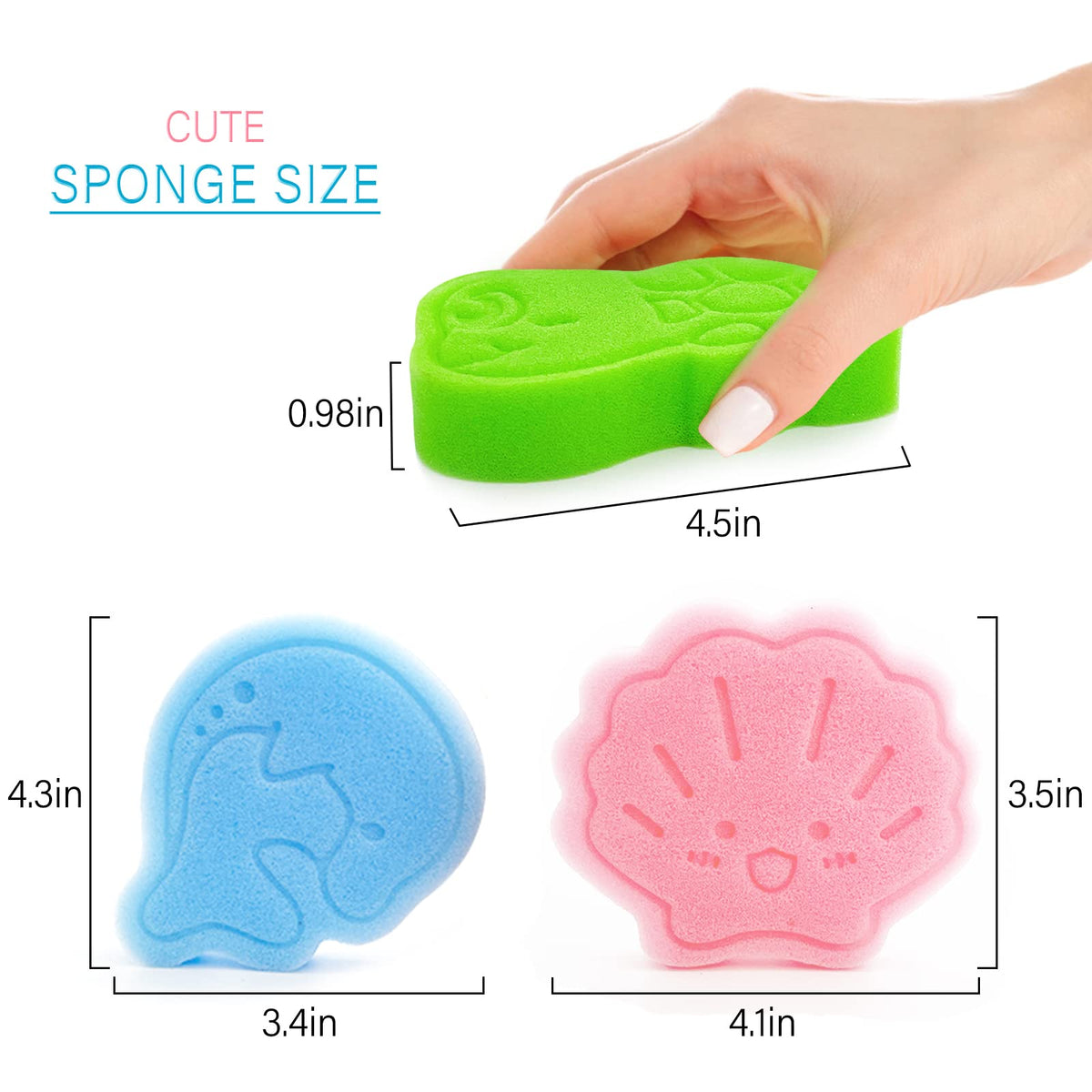 DANCELF blue dolphin sponge full view, soft foam for gentle washing