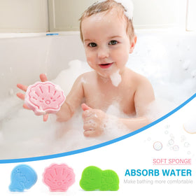DANCELF pink shell sponge full view, playful shape to engage baby