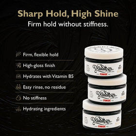 DandyMen pomade open texture in jar highlighting smooth formula that spreads evenly