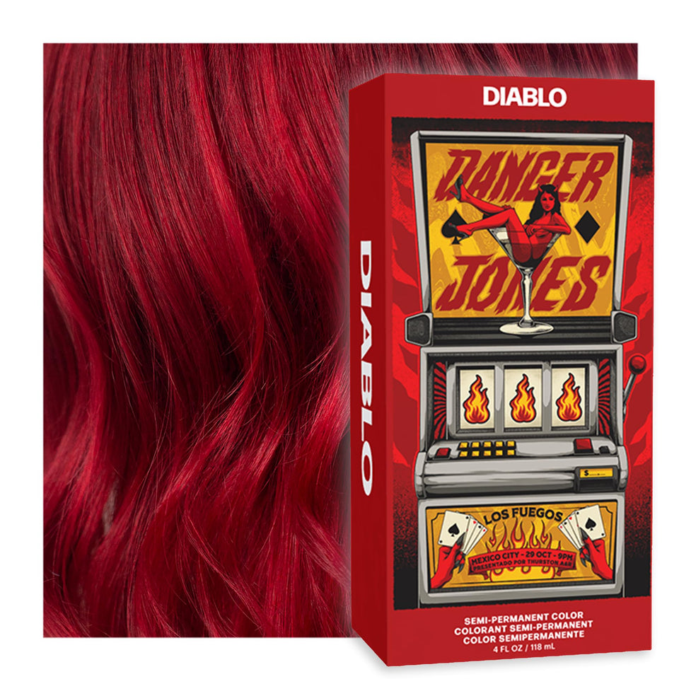 Danger Jones front packaging showing Diablo red and product details for bold color