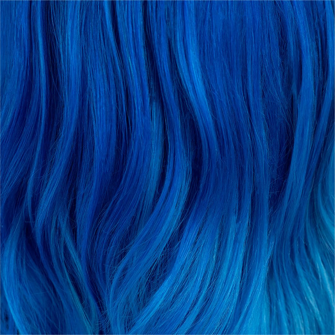 Danger Jones Solitude blue applied in hair showing vibrant styled result
