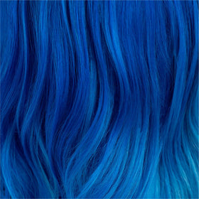 Danger Jones Solitude blue applied in hair showing vibrant styled result