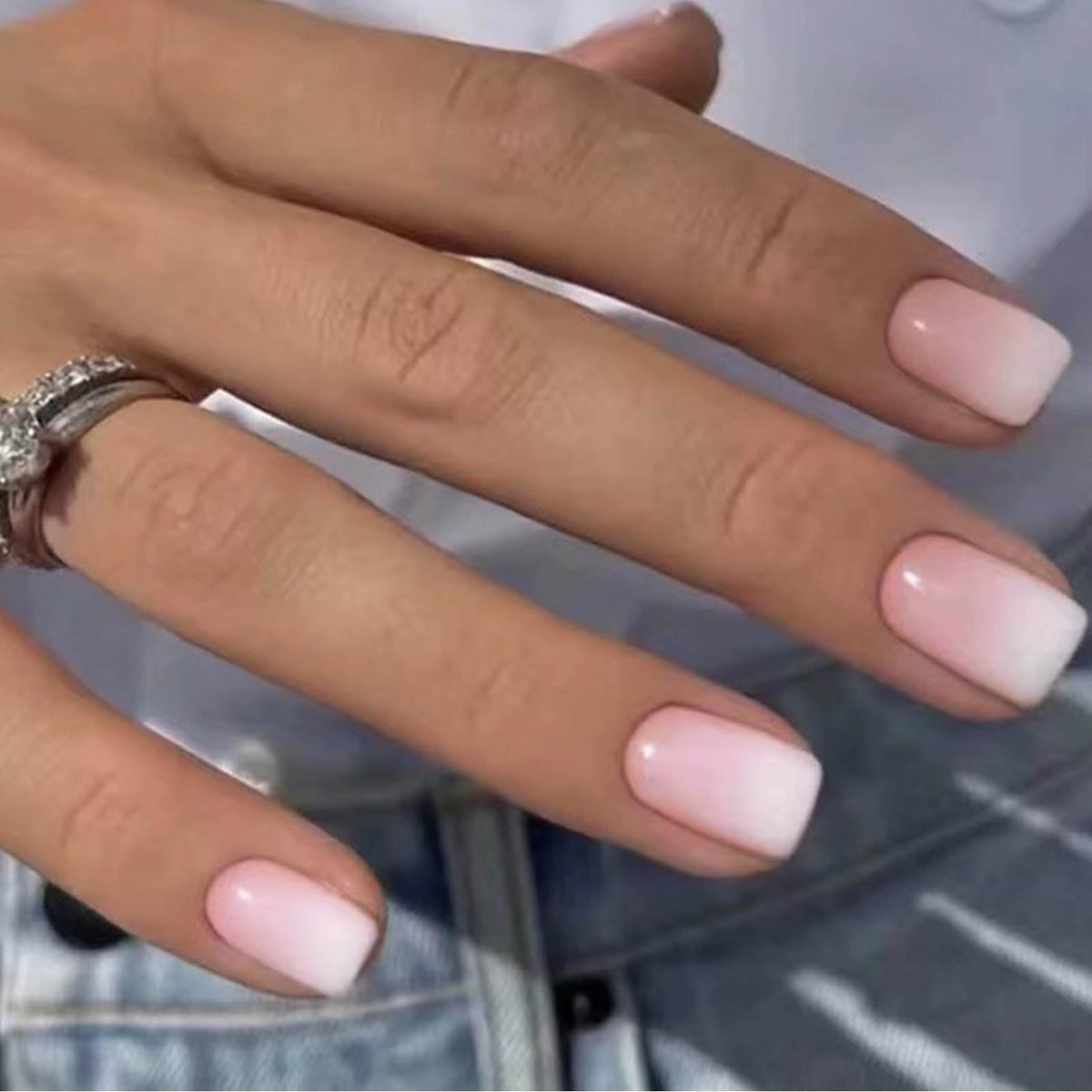 DANMANR front packaging showing 24-piece French nails and glossy finish benefit