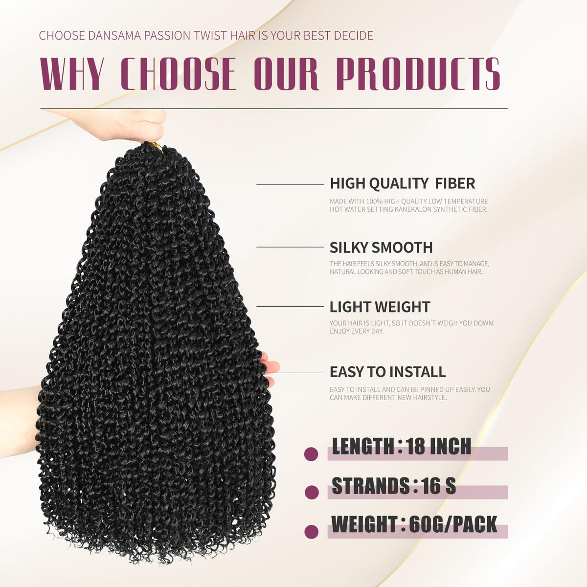 Dansama crochet installation using included needle, quick secure method for lightweight wear