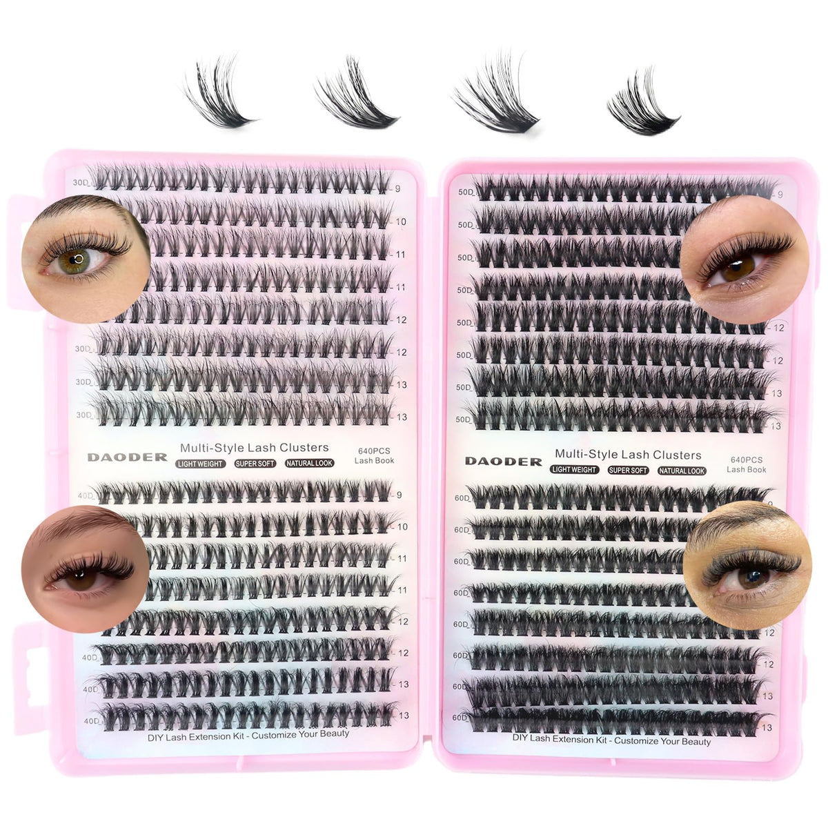 DAODER front packaging showing mixed 30D-60D clusters and lengths for versatile styling