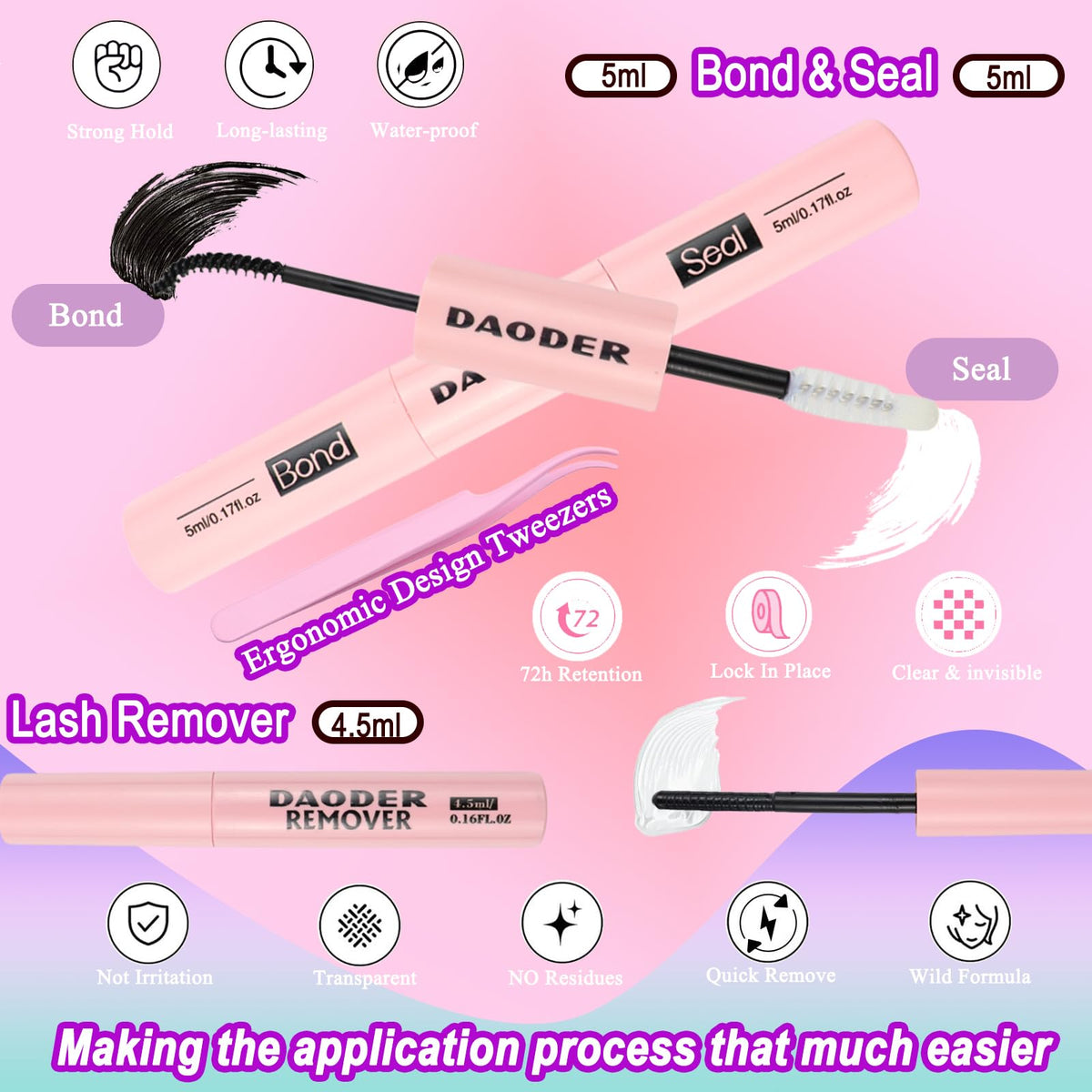DAODER lashes applied on model eye for instant fuller lash benefit