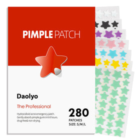 Daolyo front packaging showing 280-count star pimple patch pack and benefits