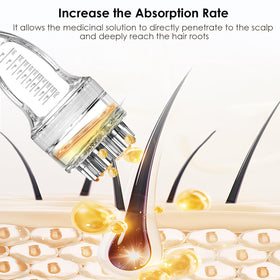 DAPENG applicator in use parting hair and applying serum directly to scalp