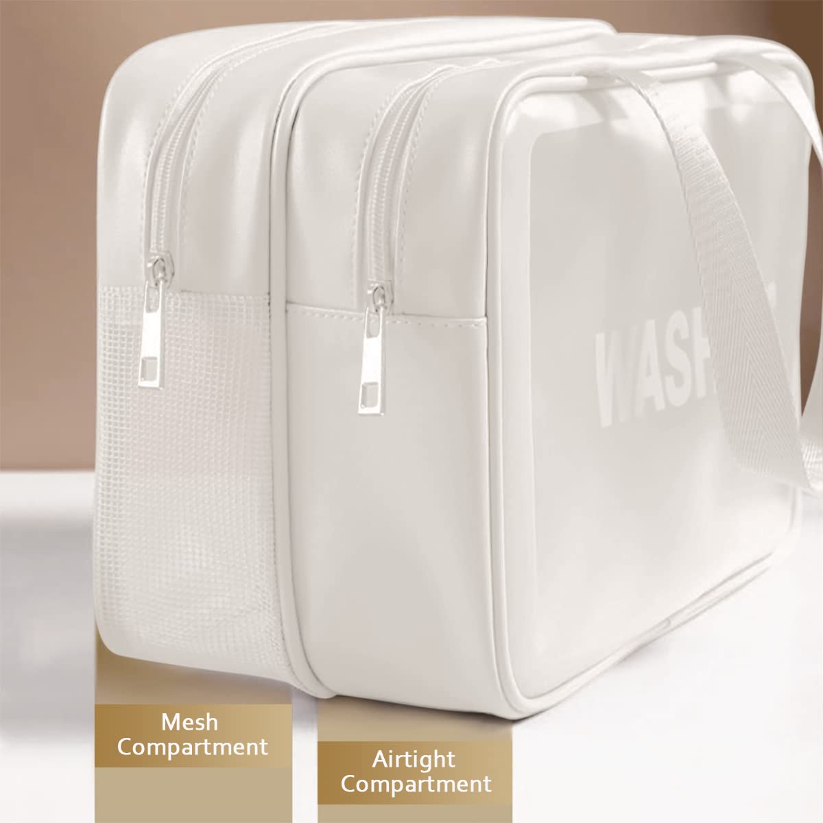 DAPOWER close-up of mesh compartment showing ventilation for damp towels or swimwear