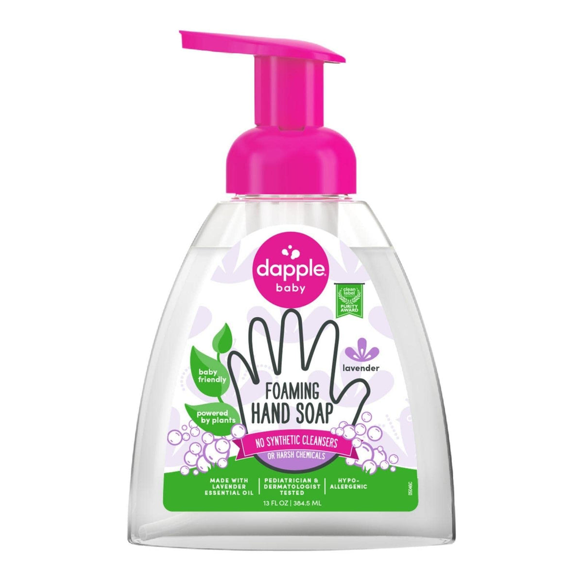 Dapple front packaging showing lavender label and gentle plant-powered benefit