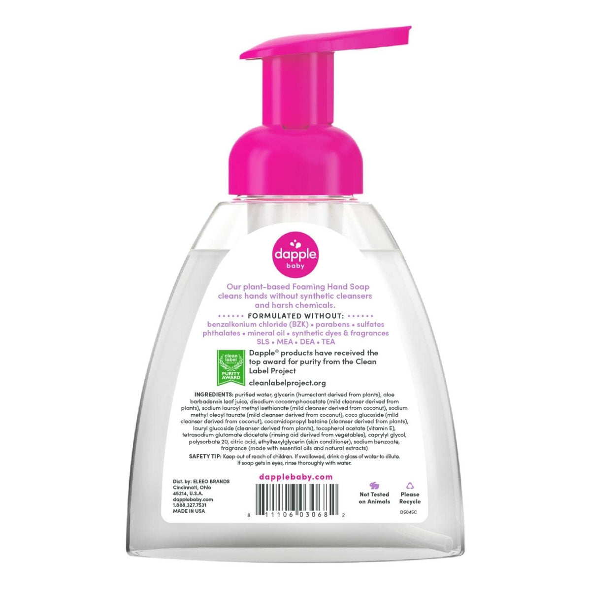 Dapple pump top close-up demonstrating easy foaming dispensing benefit