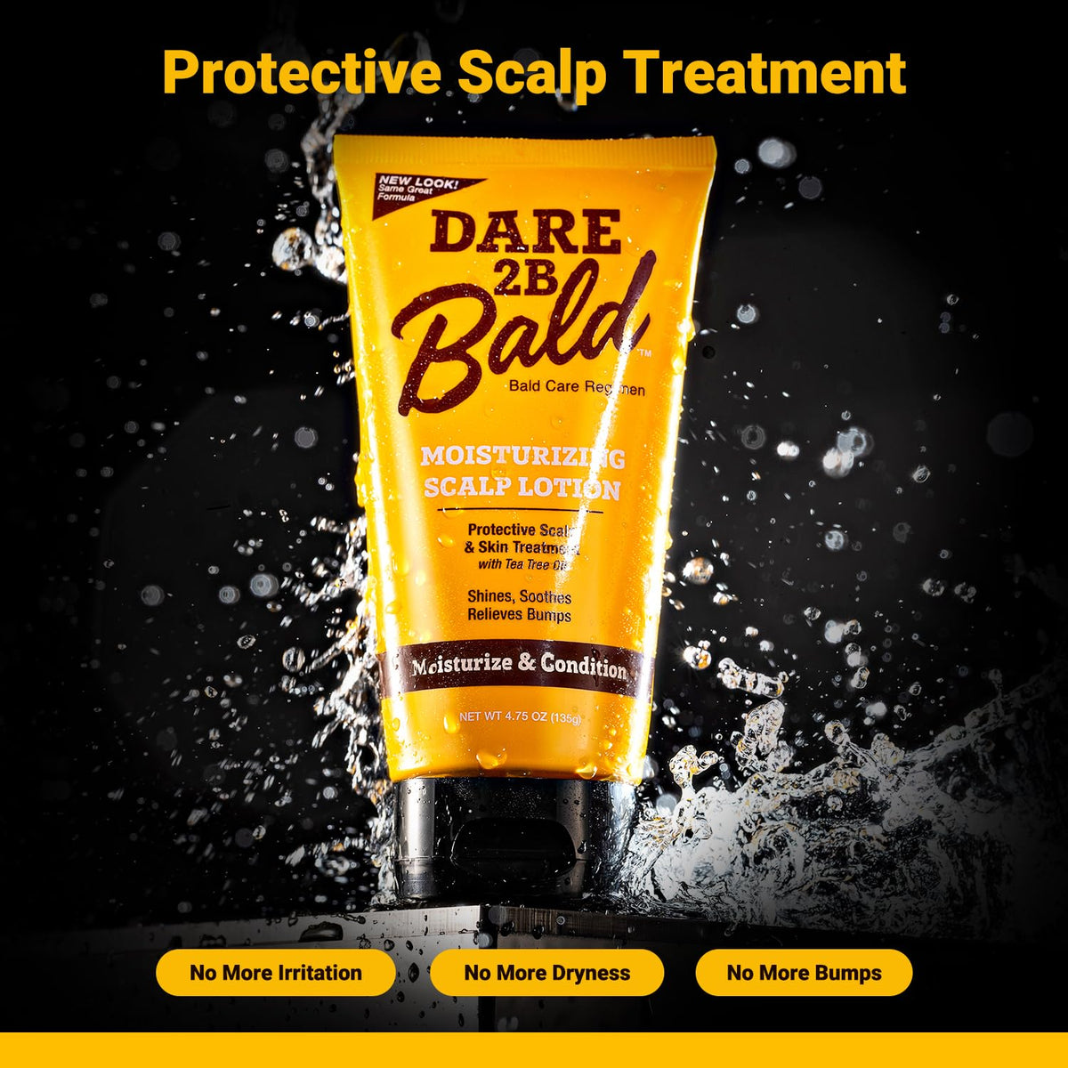 Dare 2B Bald label close-up highlighting product name and usage benefits for shoppers