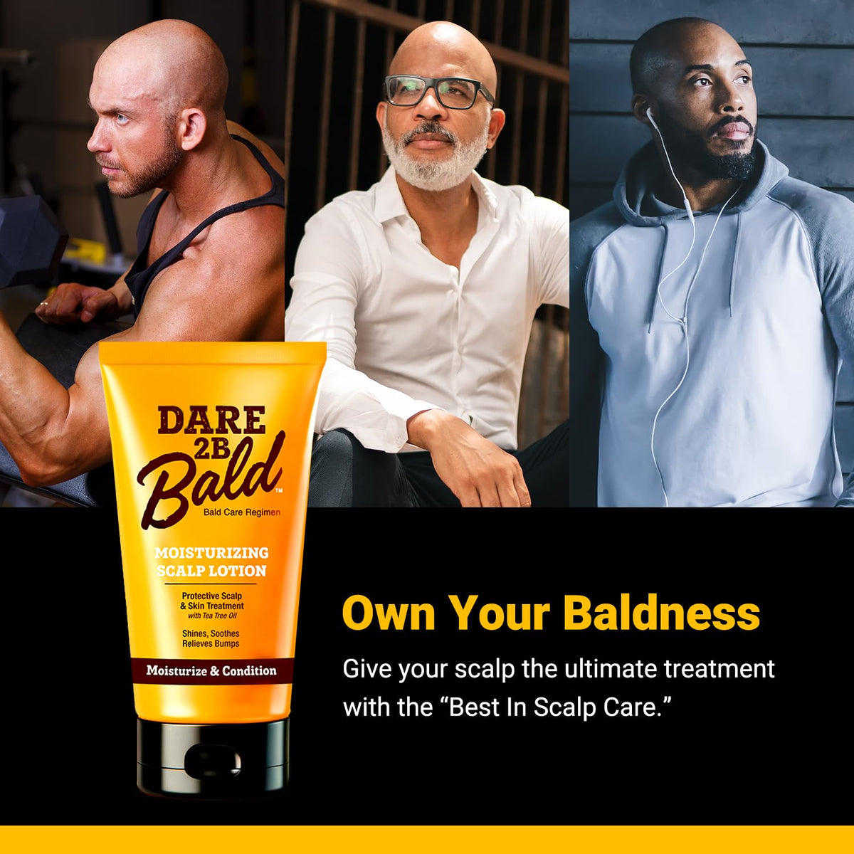 Dare 2B Bald tea tree ingredient shot emphasizing natural-refreshing aspect and balance