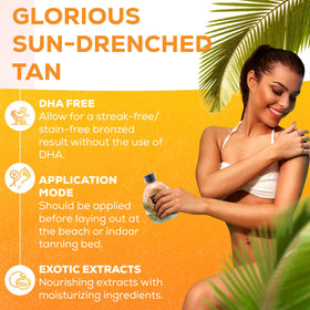 DARK TANS EXCLUSIVE hand applying lotion highlighting quick absorption benefit