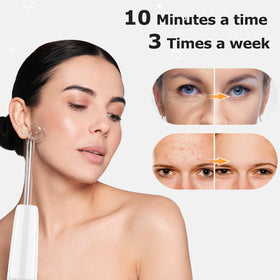 DARSONVAL in use on face demonstrating handheld comfort and targeted treatment