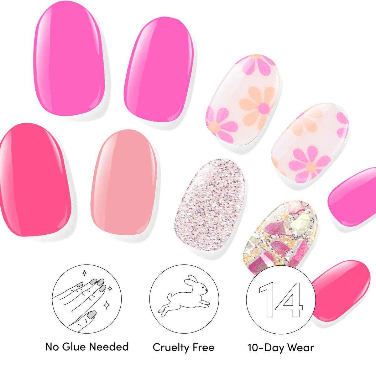 Dashing Diva application in progress with strip being pressed for instant glossy manicure