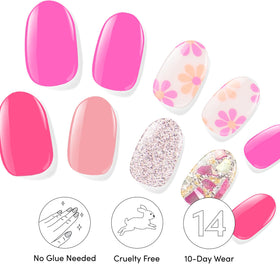 Dashing Diva application in progress with strip being pressed for instant glossy manicure