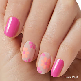Dashing Diva Coral Reef strip close-up showing glossy finish and chip-resistant texture
