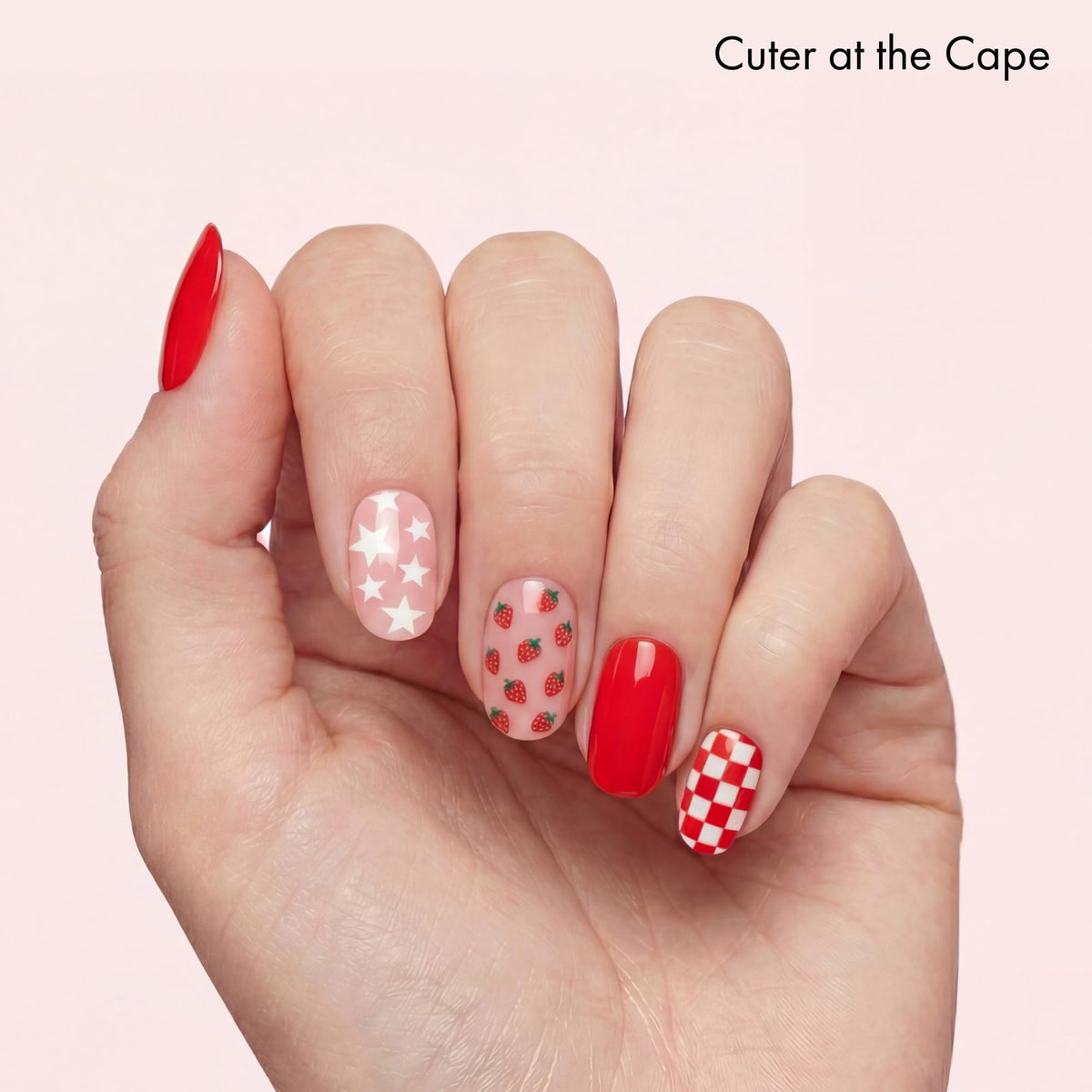 Dashing Diva detail shot of Cuter at the Cape strips showing coastal motifs and solid complement shades