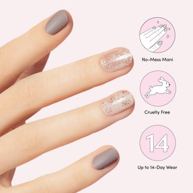 Dashing Diva hands applying a strip demonstrating fast no-dry-time manicure benefit
