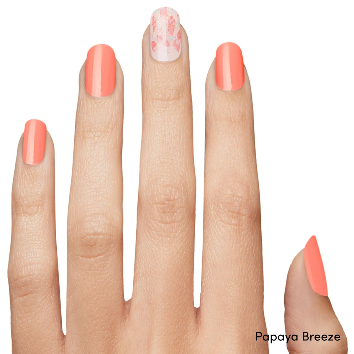 Dashing Diva Papaya Breeze pattern detail highlighting bright color payoff