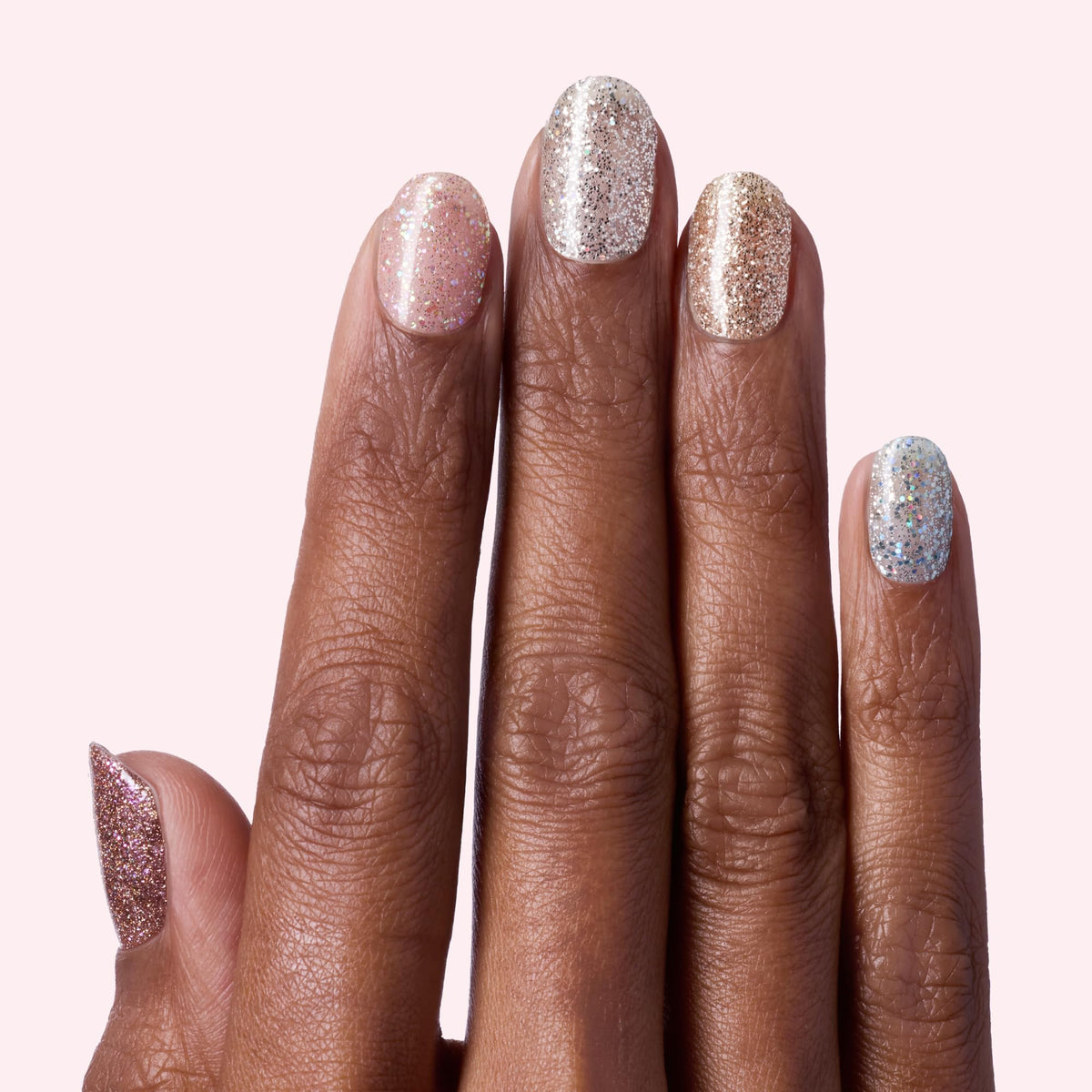 Close-up of Dashing Diva strip texture highlighting glossy, gel-effect finish and sparkle