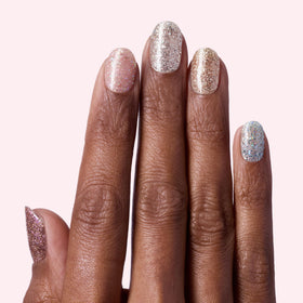 Close-up of Dashing Diva strip texture highlighting glossy, gel-effect finish and sparkle