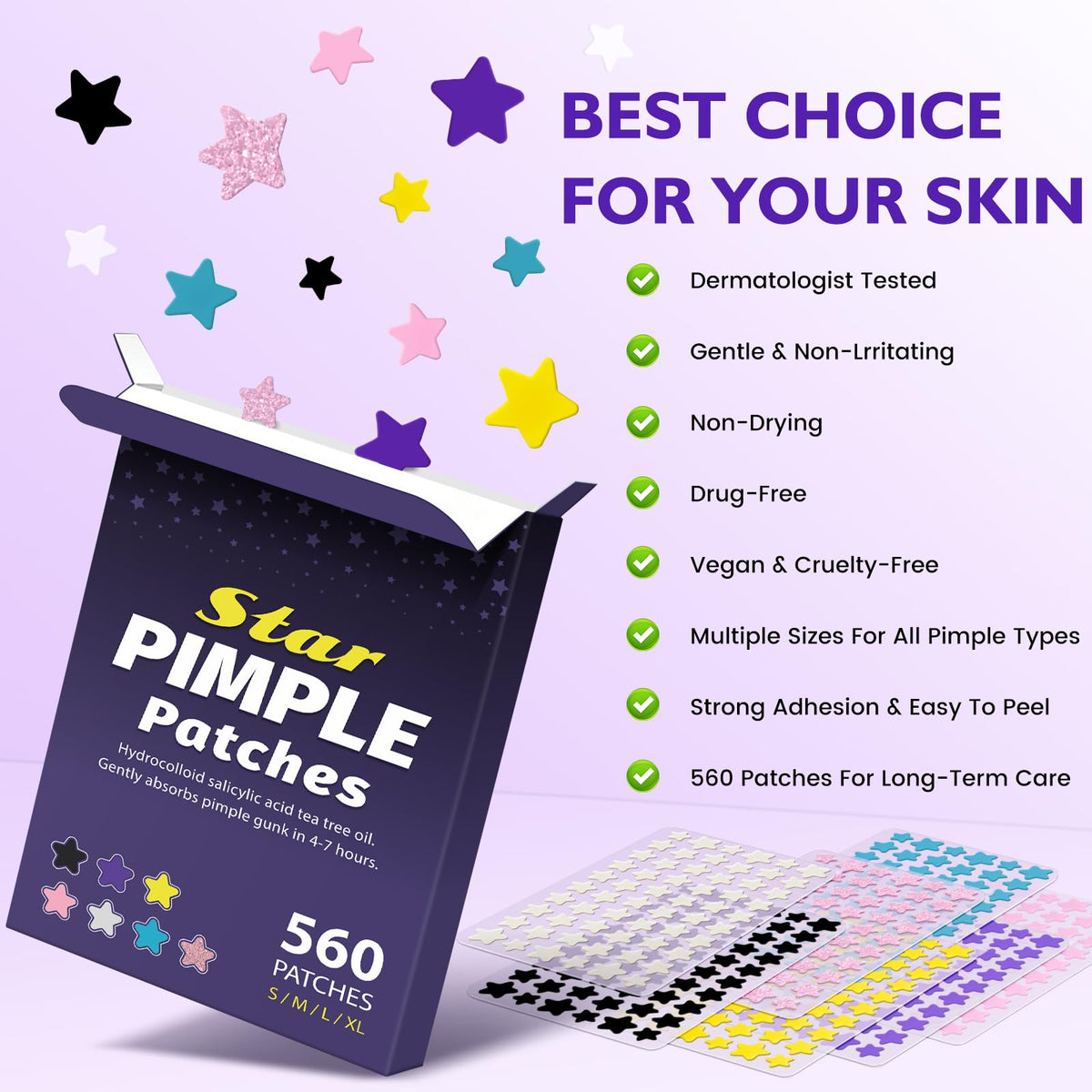 DATISEP pimple patch applied to cheek, discreet protection while healing