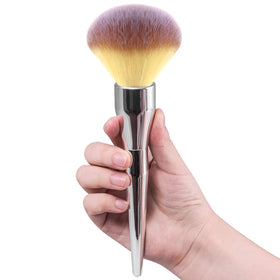 Daubigny large powder brush front view showing full shape and polished finish benefit even application
