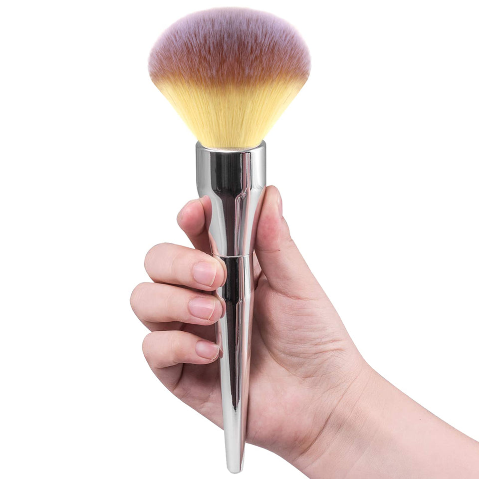 Daubigny large powder brush front view showing full shape and polished finish benefit even application