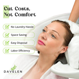 DAVELEN towel on salon station illustrating hygienic single-use benefit