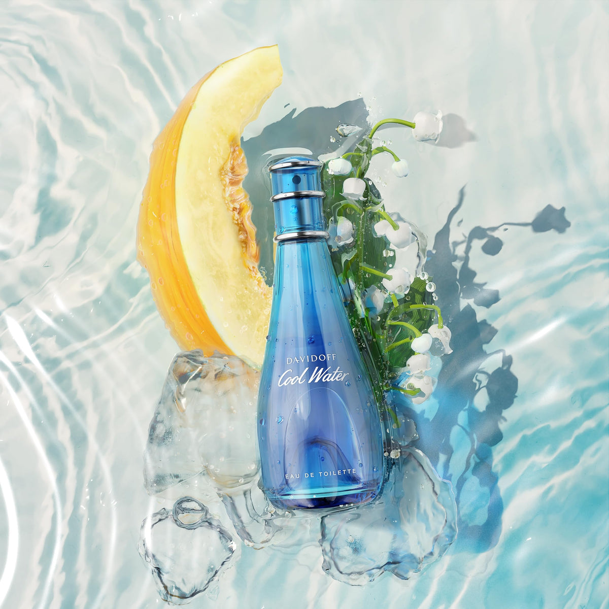 Davidoff close-up of spray nozzle and glass highlighting premium detail