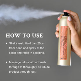 Davines applying at roots for instant oil absorption and lift