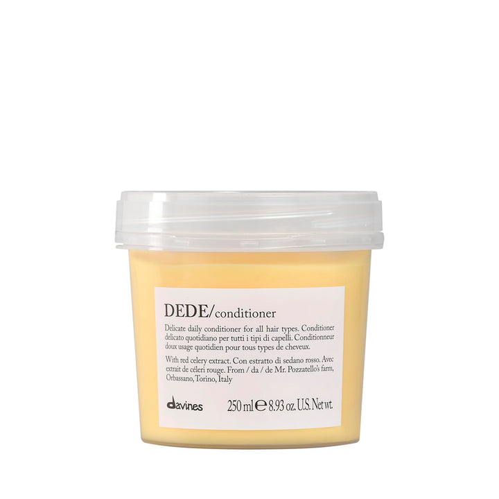 Davines DEDE conditioner front bottle showing clean design and size benefit