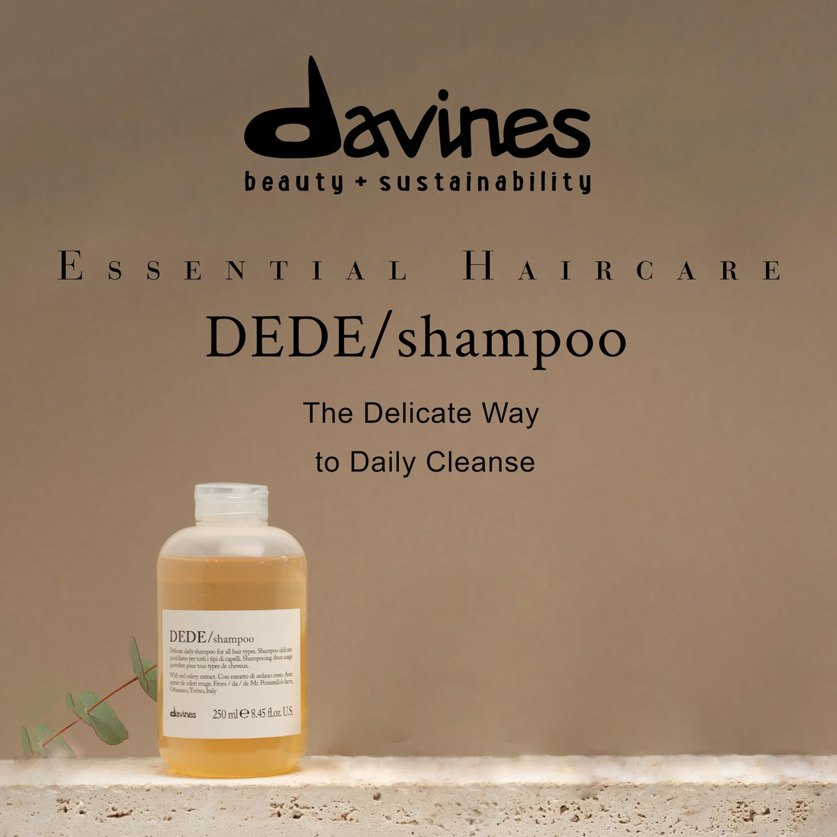 Davines DEDE pump close-up for easy dispensing and travel convenience