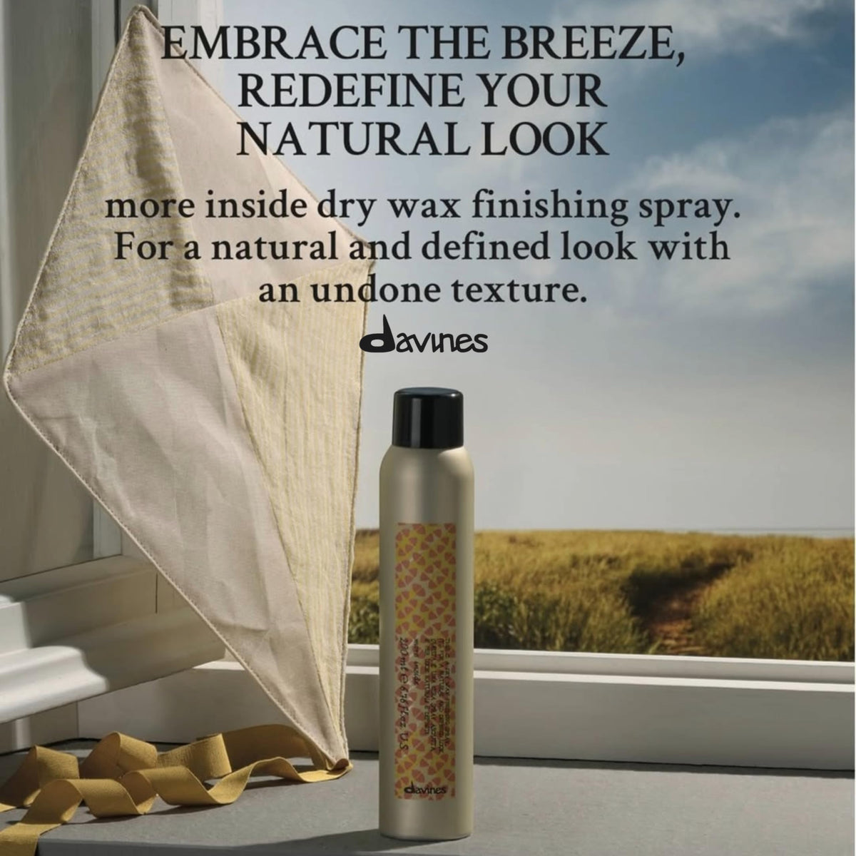 Davines dry wax spray texture mist close-up for visible satin-matte finish