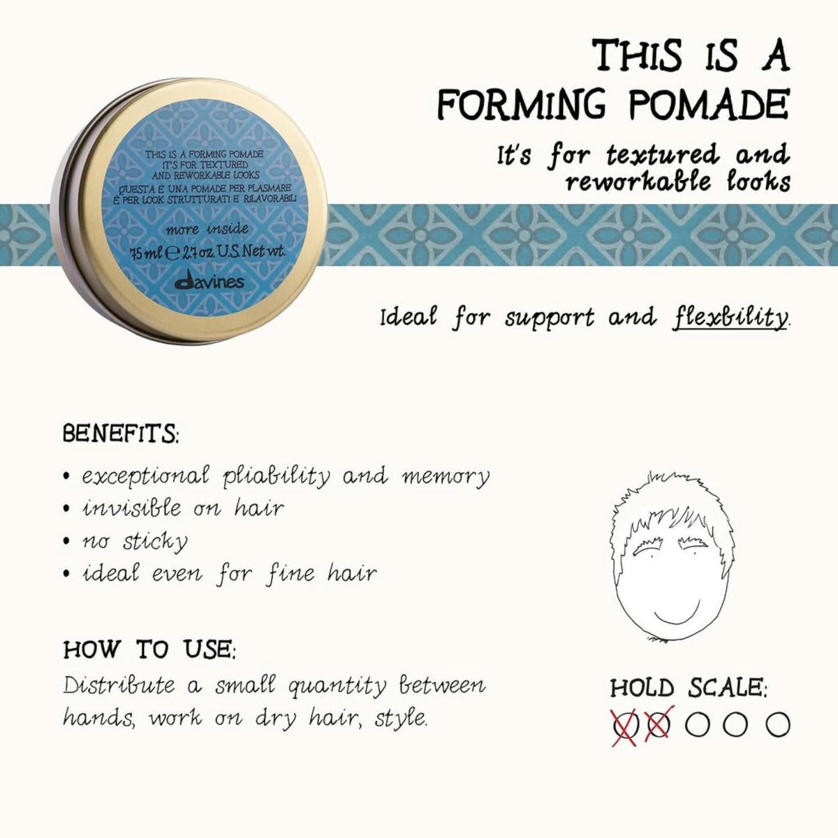 Davines close-up of ingredient label highlighting quality formulation benefits
