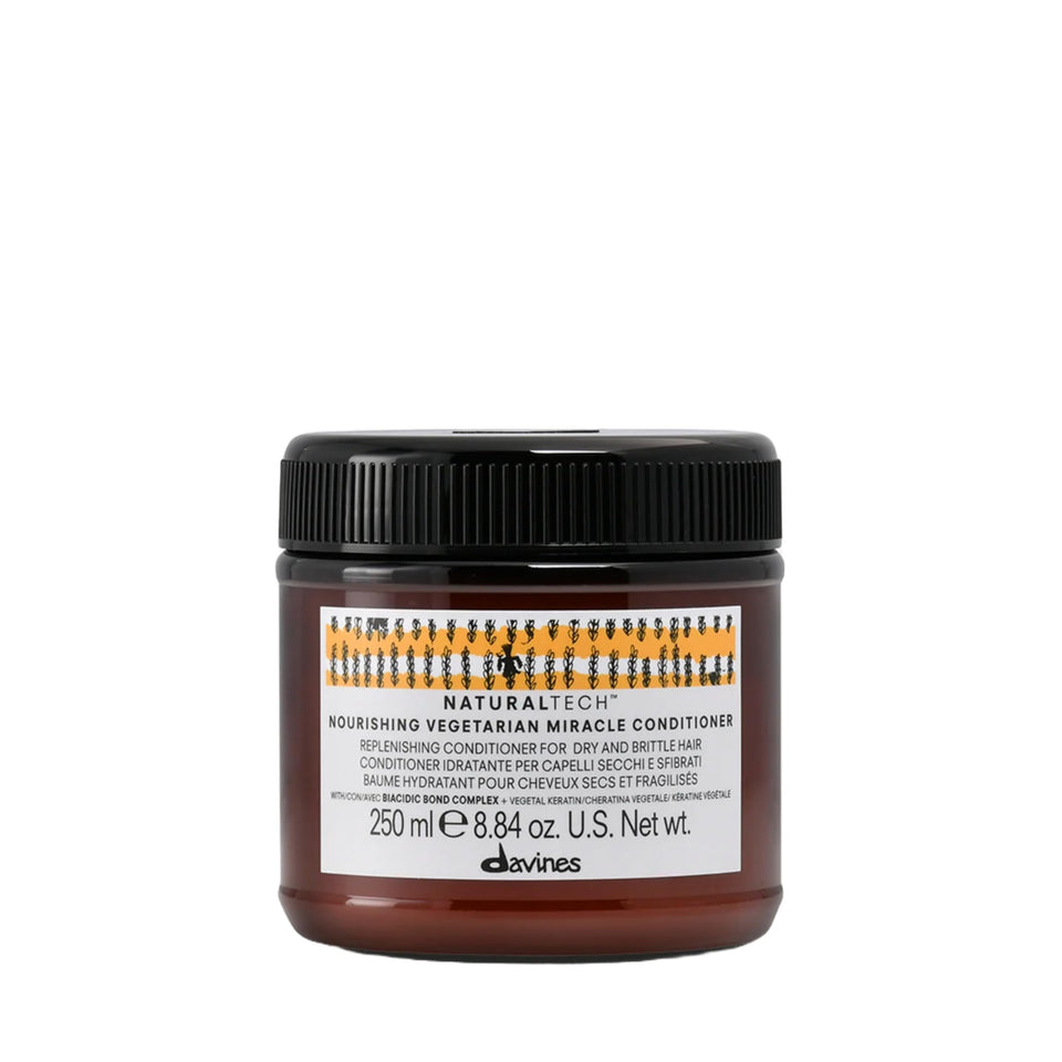 Davines front bottle showing Vegetarian Miracle Conditioner for nourishing hair