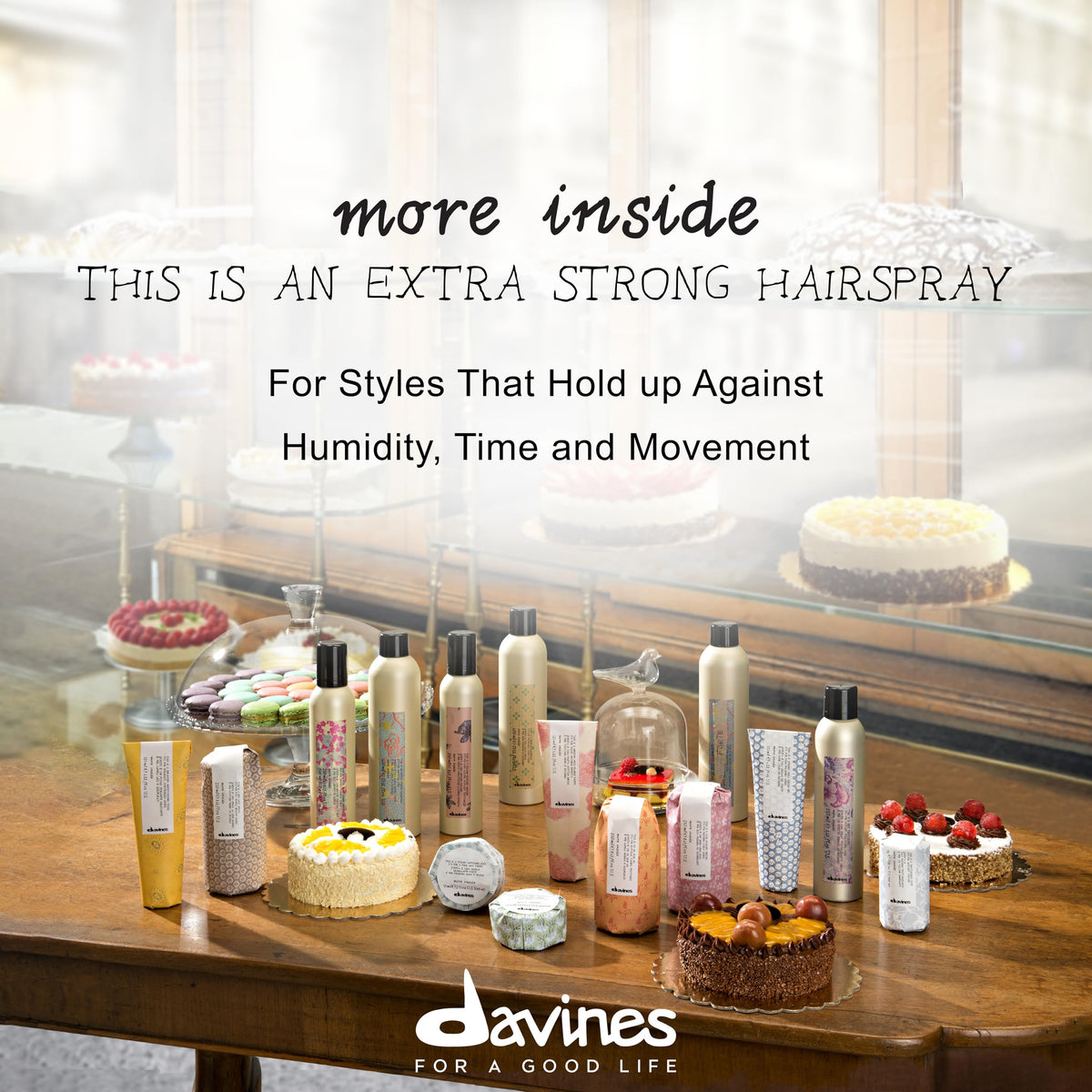 Davines visible spray mist texture demonstrating even lightweight hold
