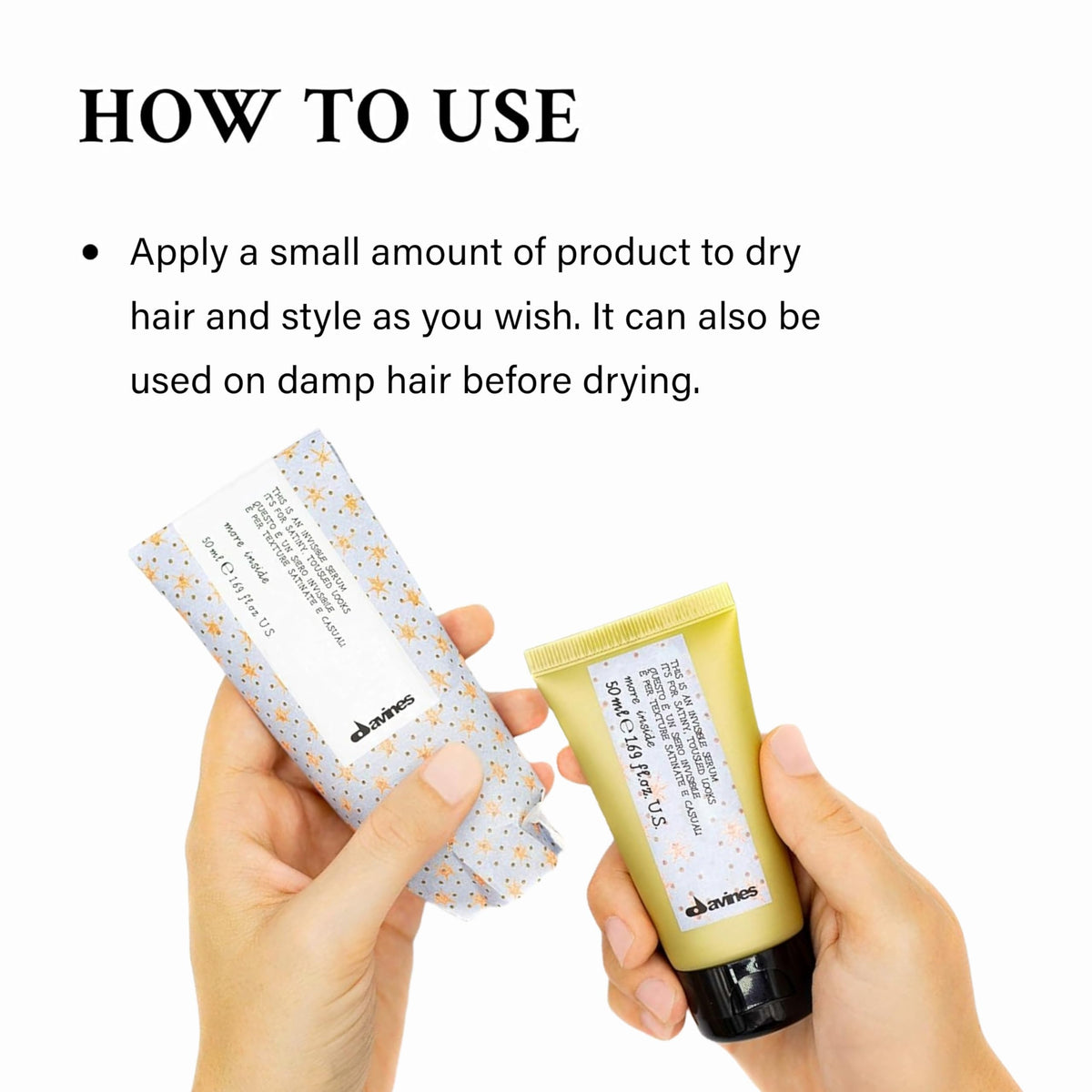 Davines product applied in palms demonstrating easy spread and control