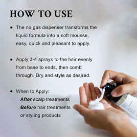 Davines Liquid Spell being applied to damp hair, showing even distribution for root lift
