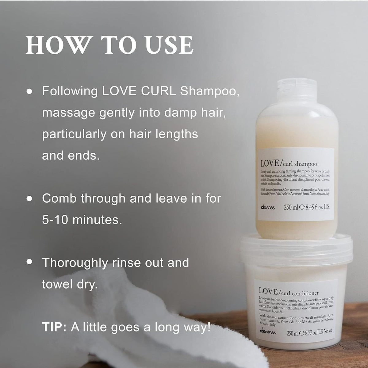 Davines label back detail listing ingredients and usage benefits