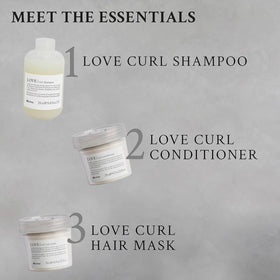 Davines LOVE curl shampoo being applied in shower showing gentle cleanse and definition
