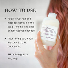 Davines LOVE curl shampoo creamy foam texture demonstrating gentle lather and hydration